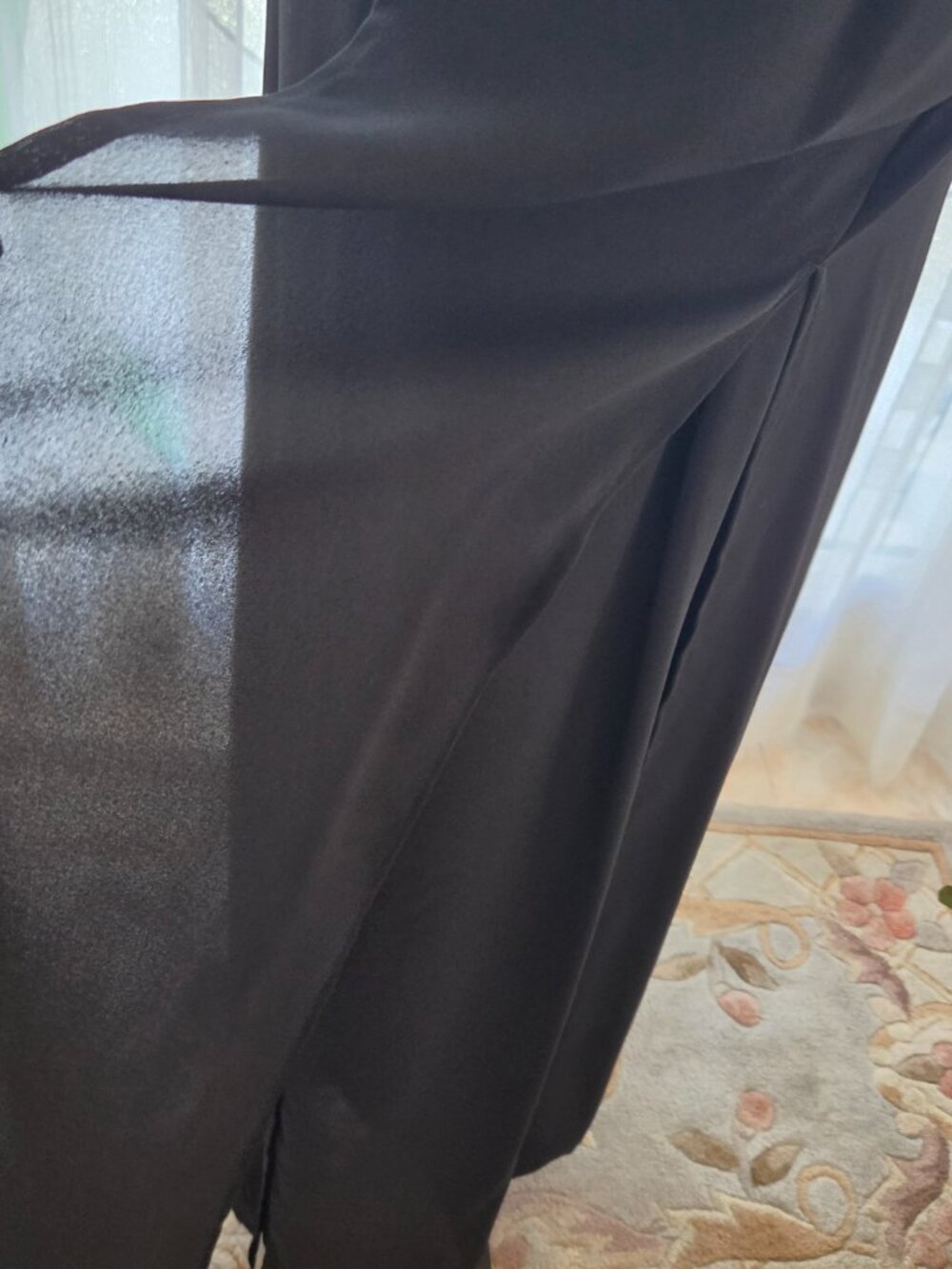 Vintage Black Wide Sheer Leg Pants with Four Sheer Overlay Panels - Picture 6 of 16